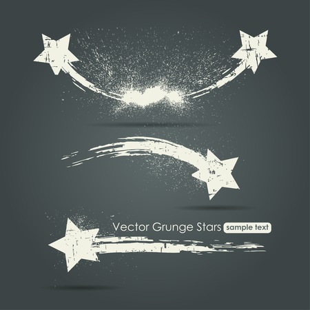 Grunge set of shooting stars vector backgroundのイラスト素材