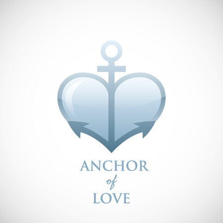 Anchor symbol of love vector blue icon backgroundのイラスト素材