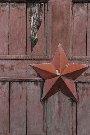 five-pointed star on the wooden gateの写真素材