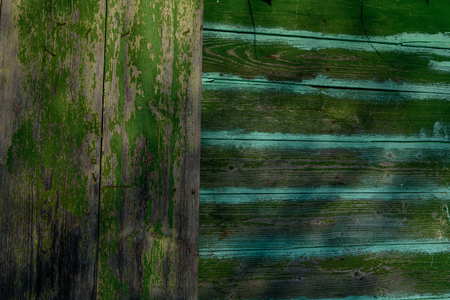 old green plank wallの写真素材
