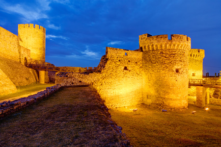 Belgrade fortress at night, Belgrade Serbiaのeditorial素材