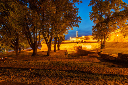 Belgrade fortress and Kalemegdan park with dramatic cloudsのeditorial素材