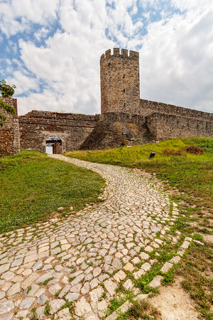 Belgrade fortress and Kalemegdan park with dramatic clouds の写真素材