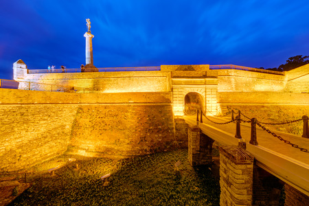 Belgrade fortress at night, Belgrade Serbiaのeditorial素材