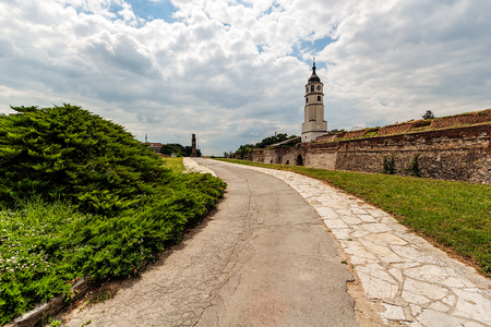 Belgrade fortress and Kalemegdan park with dramatic cloudsのeditorial素材
