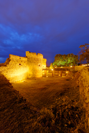 Belgrade fortress and Kalemegdan park at nightのeditorial素材