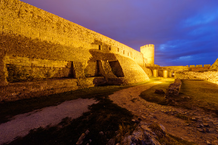 Belgrade fortress and Kalemegdan park at nightのeditorial素材