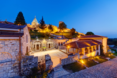 Belgrade fortress and Kalemegdan park at nightのeditorial素材