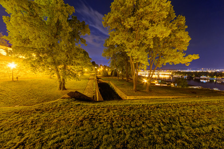 Belgrade fortress at night, Belgrade Serbiaの写真素材