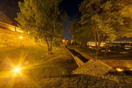 Belgrade fortress at night, Belgrade Serbiaのeditorial素材