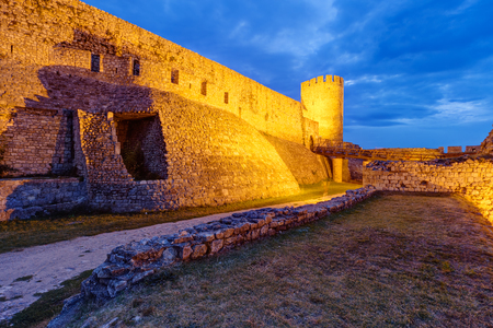 Belgrade fortress and Kalemegdan park at nightのeditorial素材