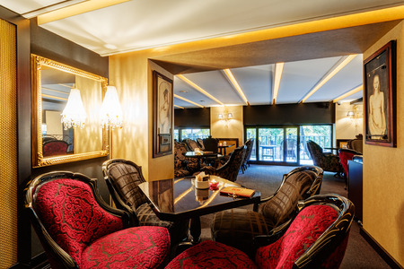 Interior of luxury vintage cafeのeditorial素材