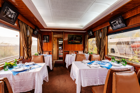 interior of luxury old train carriageのeditorial素材