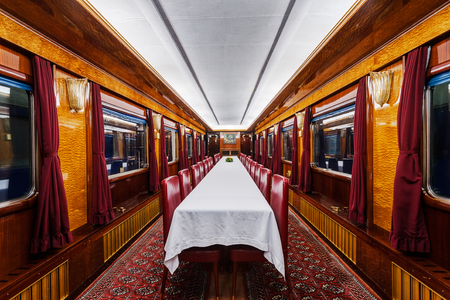 interior of luxury old train carriageのeditorial素材