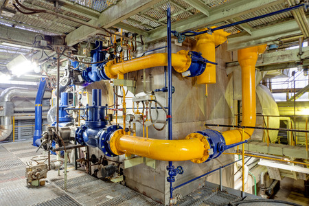 chemical industry plant with pipes and valves.の写真素材