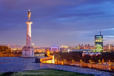 Belgrade fortress at night, Belgrade Serbiaの写真素材