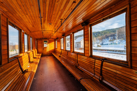 interior of luxury old train carriageのeditorial素材