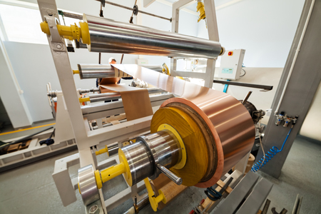 details of copper foil bending machine in high voltage transformer making plantの写真素材