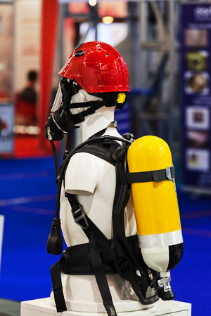 close up of new  fire fighting equipment on a dollの写真素材