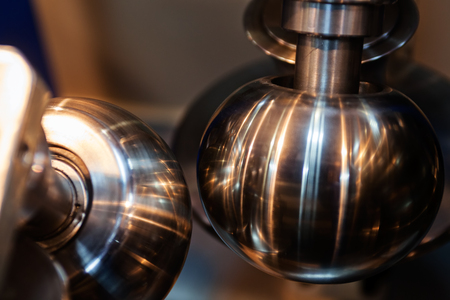 close up of stainless steel and aluminum machineの写真素材
