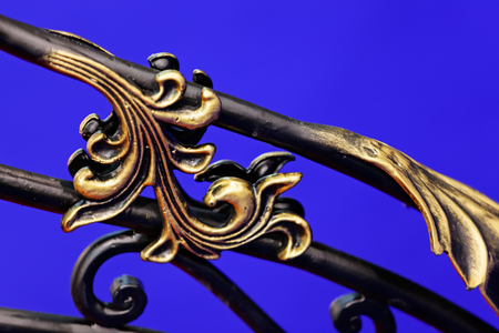 details of structure and ornaments of wrought iron fence and gateの写真素材