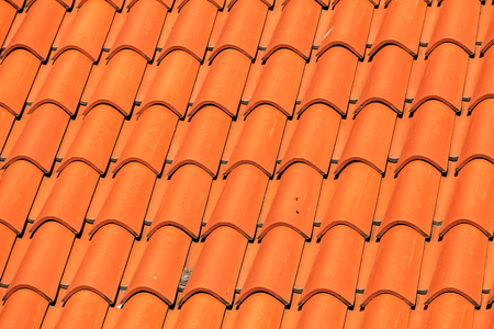 pattern detail of orange ceramic roof tilesの写真素材