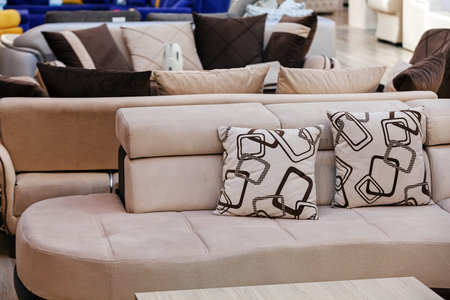 Detail of classic furniture sofa in living room.