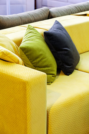 Detail of classic furniture sofa in living room.