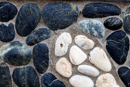 Mediterranean style stone wall with tiles in Greeceの写真素材