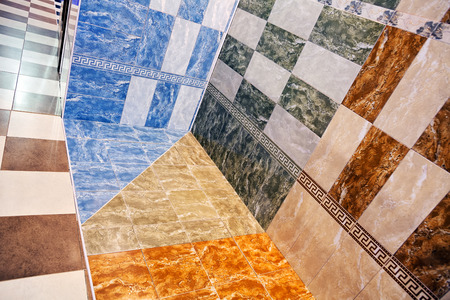 various ceramic tiles in the exhibition hallの写真素材