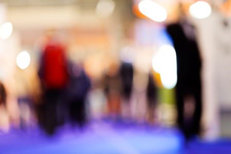 Group of people walking down the corridor in business building; blurred 100%の写真素材