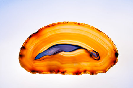 Orange agate mineral isolated on the white background