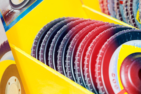 New metal blade for engine with perforation; note shallow depth of fieldの写真素材