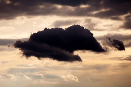 Black stormy cloud on the skyの写真素材