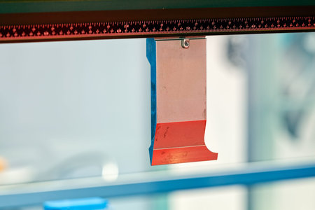 Focus on detail of machine for industry; note shallow depth of field
