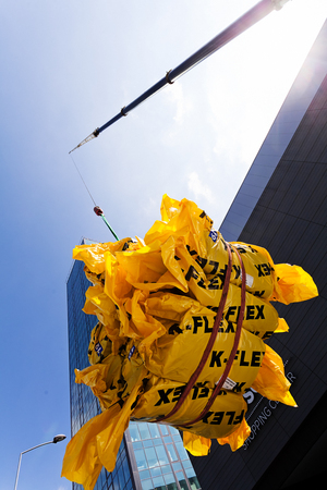 transfer cargo crane on a buildingの写真素材