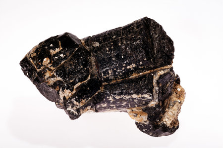 tourmaline most complex silicate mineral on the white background