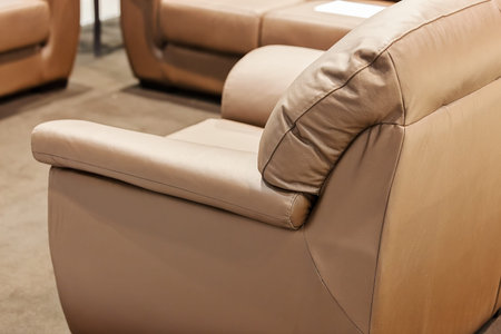 part of armchairs exposed the furniture fair, note shallow depth of fieldの写真素材