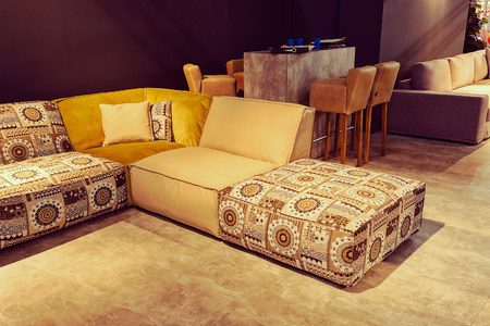 modern sofa for the living room, note shallow depth of fieldの写真素材