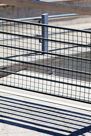 metal railings for balconies and stairs, note shallow depth of fieldの写真素材