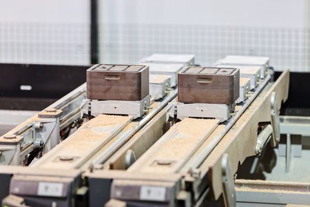 detail types of machines for furniture, note shallow depth of field