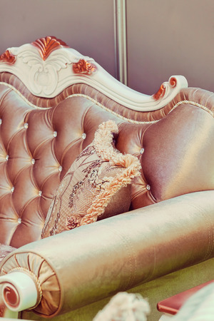 Details of antique furniture at the exhibition, note shallow depth of fieldの写真素材