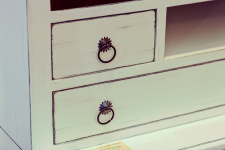 wooden chest of drawers  for many purposes, note shallow depth of fieldの写真素材