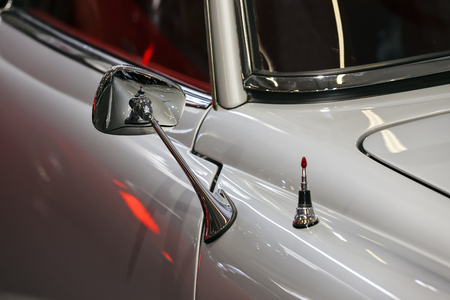 Front retro rear view mirror on the carの写真素材