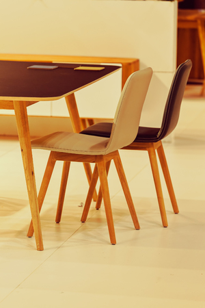type of kitchen chairs in the exhibition hall, note shallow depth of fieldの写真素材