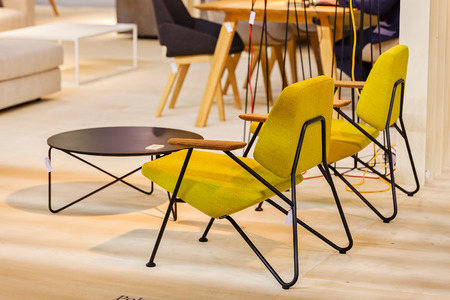 example of model modern armchair, note shallow depth of fieldの写真素材