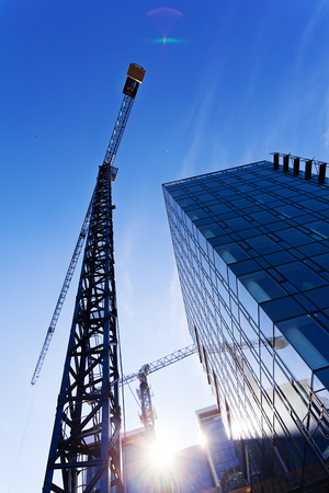 completion of commercial buildings, note shallow depth of fieldの写真素材