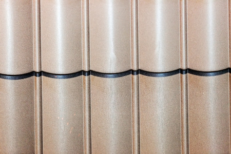 Detail of roof shingle on exhibition stand at construction fairの写真素材
