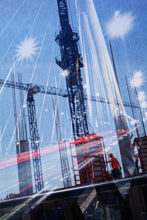 construction of a bridge behind the screen, for blurred background