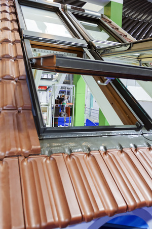 Open roof window system for home, outside viewの写真素材